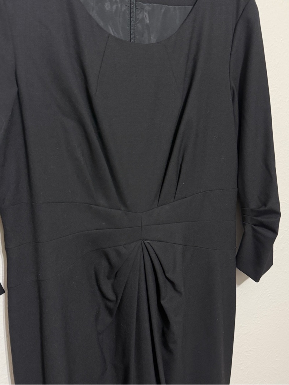 Lafayette148 Center Pleat Wool Dress Black Size 10 Luxury Cocktail Office Wear - Picture 5 of 13